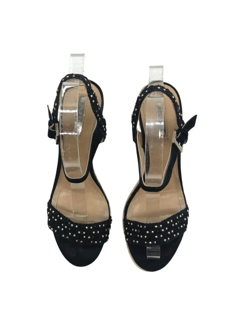 Tahari Studded Espadrille Wedge Heeled Sandals 6.5 Suede Strappy Coquette Walsh